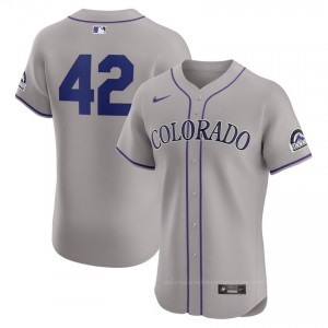 Jackie Robinson Day #42 Rockies Baseball Jersey | Genuine Men Gray Embroidery Edition Egdc3723