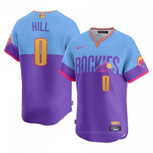 #0 Jaden Hill MLB Men City Connect Baseball Jersey | Colorado Rockies Purple/Blue Fan Gear 87ykXX84