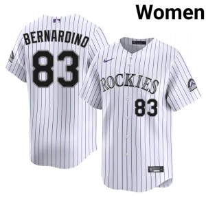 COL Rockies Brennan Bernardino #83 White Women Baseball Jersey | 2026 Season Officially Licensed 3FW1EV96