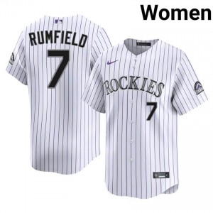 COL Rockies TJ Rumfield #7 White Women Baseball Jersey | 2026 Season Pro-Grade Im880753