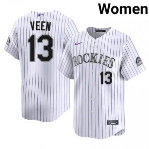 COL Rockies Zac Veen #13 White Women Baseball Jersey | 2026 Season Limited J7c65M29