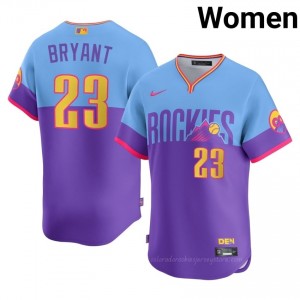 #23 Kris Bryant Pro-Grade Women City Connect Baseball Jersey | COL Rockies Purple/Blue Fan Gear UNG1D525