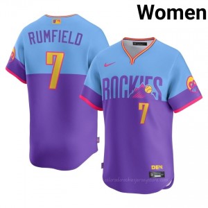 #7 TJ Rumfield Classic Women City Connect Baseball Jersey | COL Purple/Blue Fan Gear WE22LC89