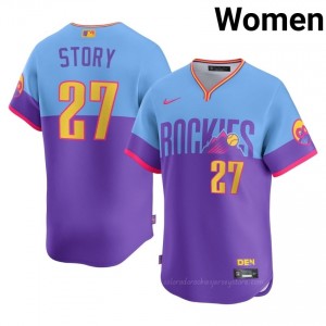 #27 Trevor Story Officially Licensed Women City Connect Baseball Jersey | Rockies Purple/Blue Fan Gear 4vc2g322