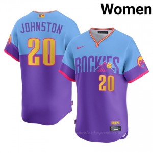 #20 Troy Johnston Game-Day Women City Connect Baseball Jersey | Rockies Purple/Blue Fan Gear rwr67I24