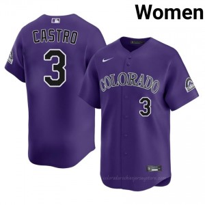 Purple Willi Castro #3 COL Baseball Embroidery Jersey | Durable Women Fit m3giD032