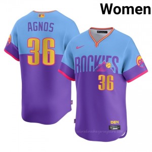 #36 Zach Agnos MLB Women City Connect Baseball Jersey | COL Rockies Purple/Blue Fan Gear Kf27g517