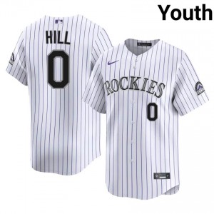 Rockies Jaden Hill #0 White Youth Baseball Jersey | 2026 Season Durable 502ws191