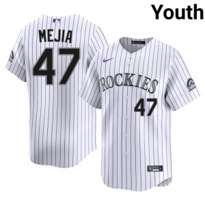 Colorado Rockies Juan Mejia #47 White Youth Baseball Jersey | 2026 Season Limited 83i2D615