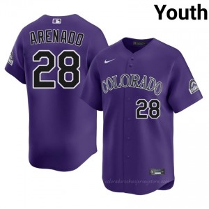 Purple Nolan Arenado #28 Rockies Baseball Stitched Jersey | Game Youth Fit 2o6w5y80