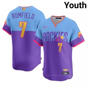 #7 TJ Rumfield Game-Day Youth City Connect Baseball Jersey | Colorado Purple/Blue Fan Gear 7xP48540